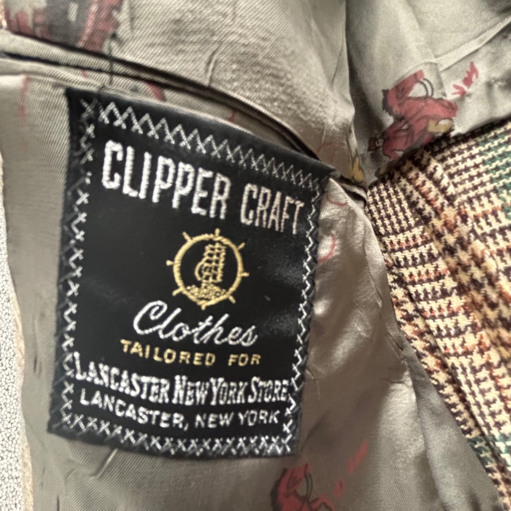 Clipper Craft NY Store 60-70's Blazer 40R Brown Plaid NWT Deadstock Academia - Picture 9 of 12